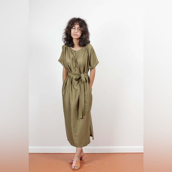 NWOT Gravel And Gold Savio Dress in Gras - Picture 2 of 16